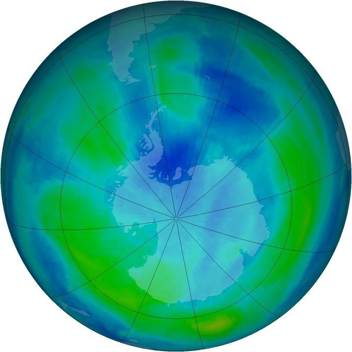 Antarctic ozone map for 18 March 2000